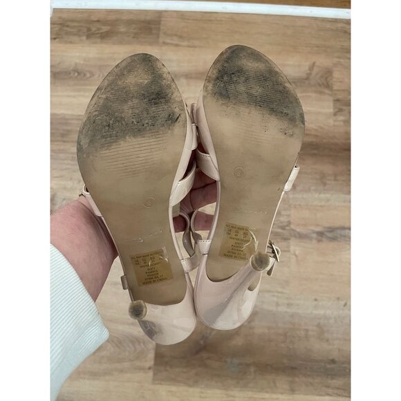 EUC Metaphor Womens Nude Patent Faux Leather High Heel Platform Sandals With Ank - Picture 7 of 9